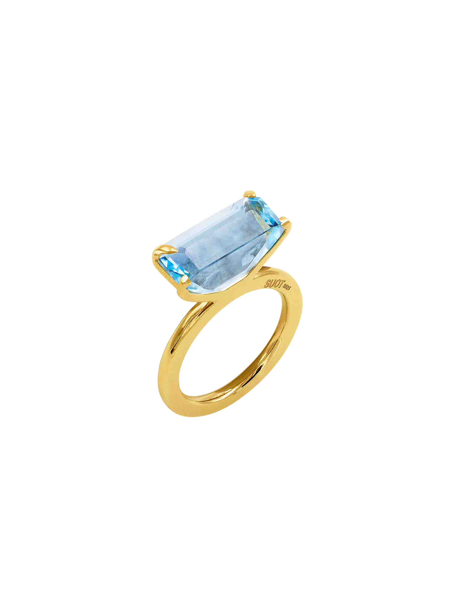 Half cut blue topaz ring